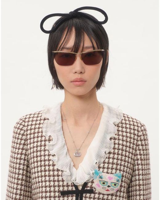 Valentino Garavani Vロゴ シグネチャー メタル X パール X スワロフスキー®クリスタル ネックレス 女性 Rhodium Natural