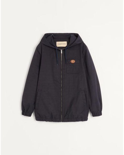 メンズ Valentino Vロゴパッチ ナイロン フードジャケット おとこ ネイビー Blue