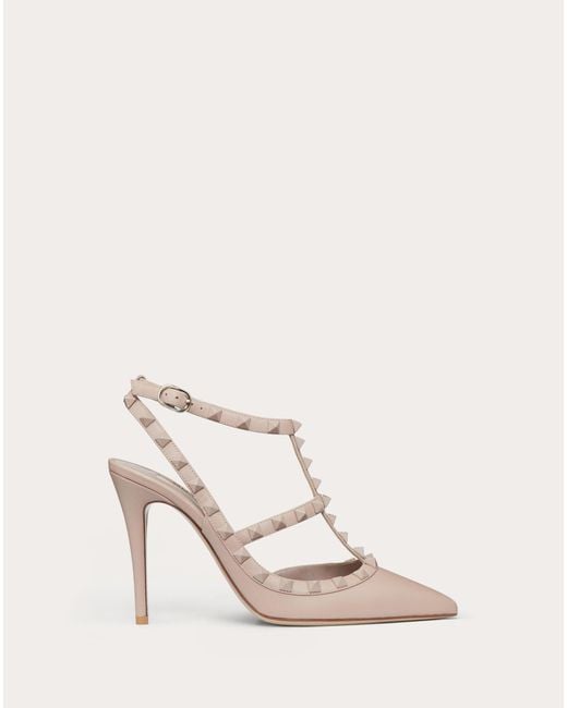 rockstud ankle strap pump with tonal studs 100 mm