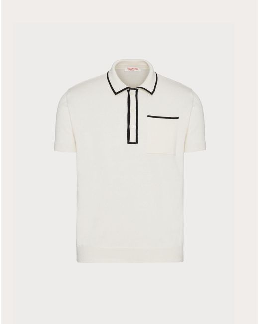 Valentino Natural Cotton Polo Shirt With Signature Vlogo Embroidery for men