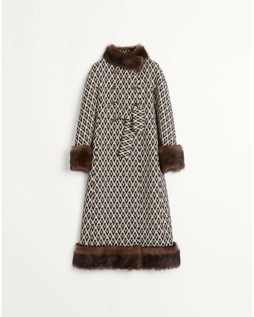 Valentino White Toute La V Jacquard Coat