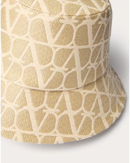 Valentino Garavani Natural Toile Iconographe Raffia Bucket Hat