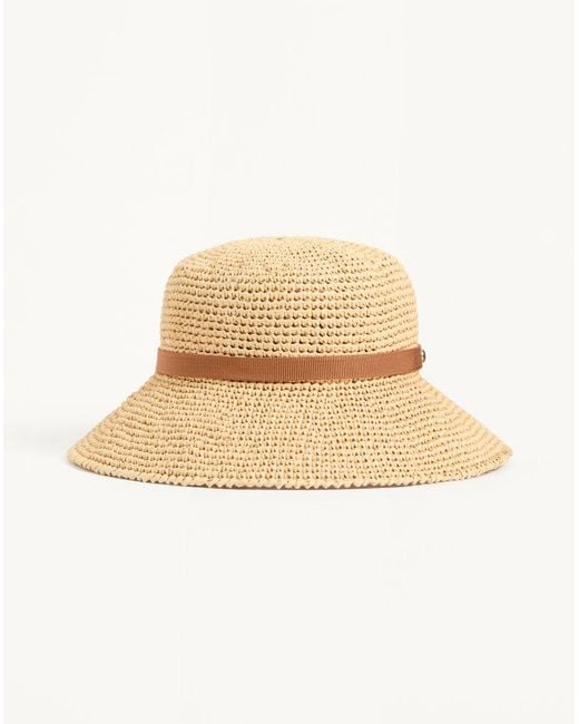 Valentino Garavani Natural Vlogo Signature Foldable Straw Bucket Hat