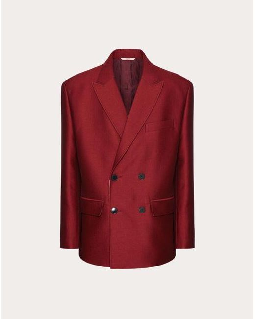 Valentino Red Double-breasted Wool And Silk Jacket for men