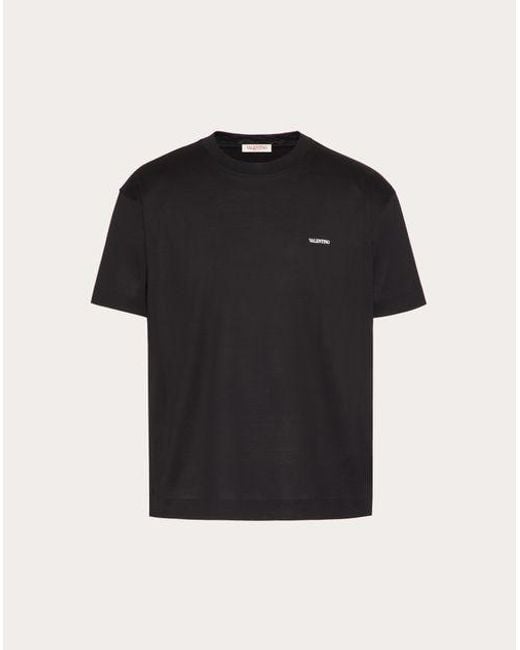 T-shirt in cotone con stampa di Valentino in Black da Uomo