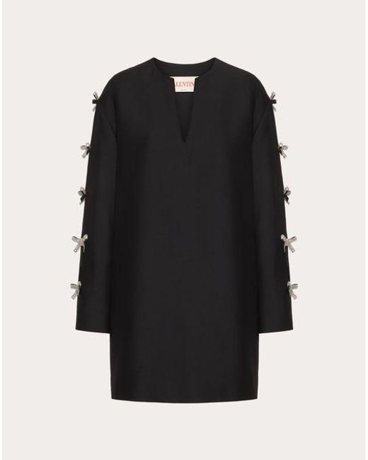 Valentino Black Embroidered Crepe Couture Dress