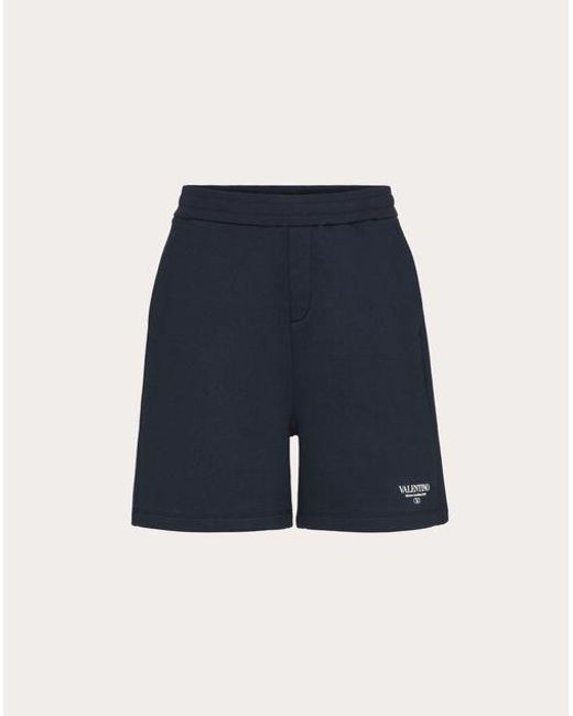 Valentino Blue Print Cotton Bermuda Shorts for men