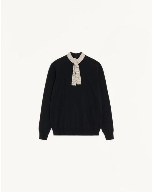 Valentino Blue Embroidered Wool Jumper