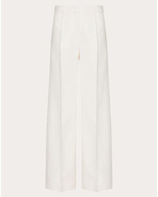 Valentino Natural Textured Wool Silk Trousers
