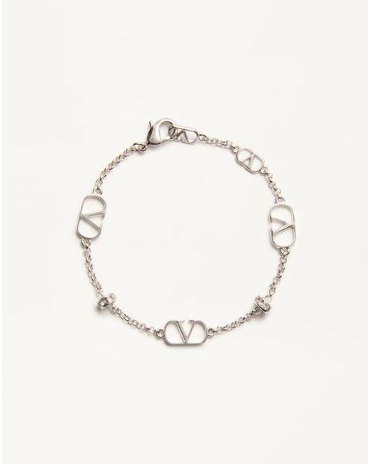 Valentino Garavani Natural Vlogo Signature Metal And Crystal Bracelet