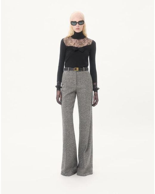Valentino Black Wool Jumper With Lace