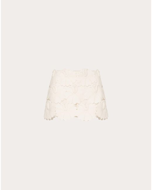 Valentino Natural Embroidered Crepe Couture Skort