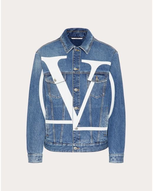 Valentino Valentino Denim Jacket With Vlogo Signature Print in 