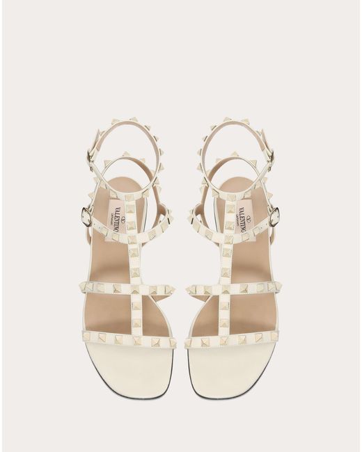 rockstud calfskin ankle strap flat sandal