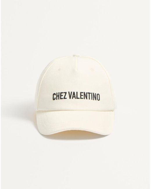 Valentino Garavani Natural Chez Cotton Baseball Cap With Embroidery for men