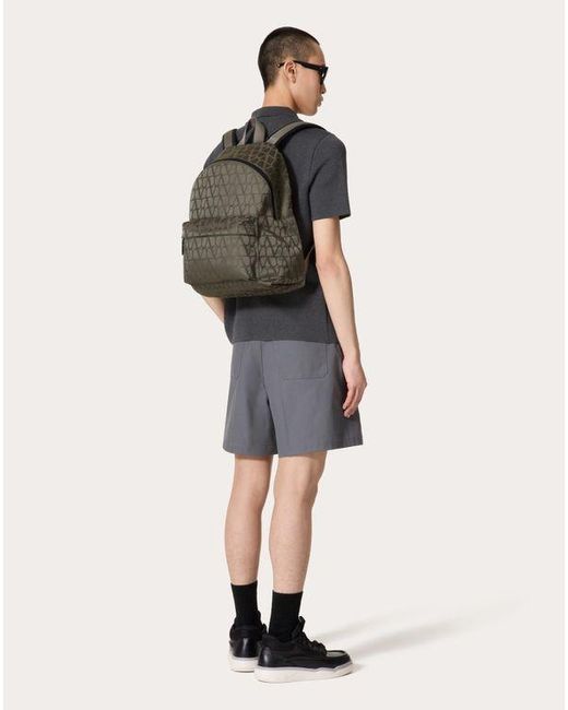 Valentino Garavani Green Toile Iconographe Backpack In Technical Fabric for men