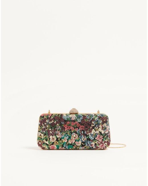 Valentino Garavani White Carry Secrets Minaudiere With Apres L'Hiver Rhinestone Motif