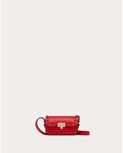 Valentino Garavani Red Rockstud23 Smooth Calfskin Micro Shoulder Bag