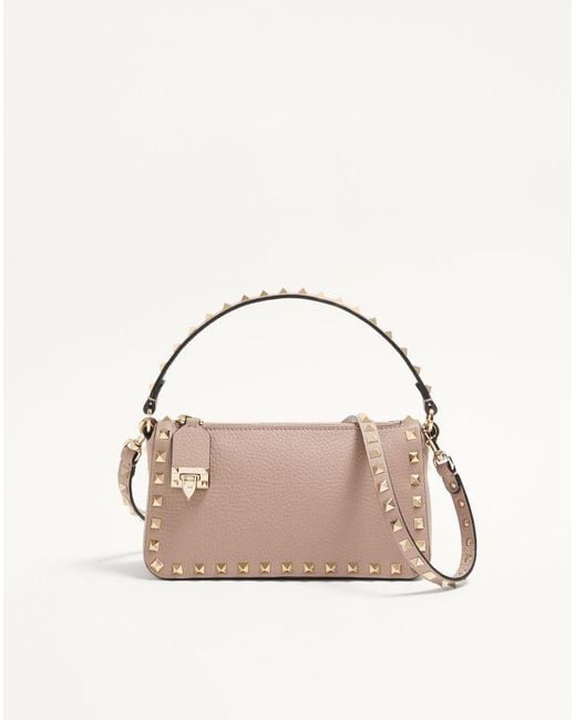 Valentino Garavani Pink Small Rockstud Grainy Calfskin Crossbody Bag