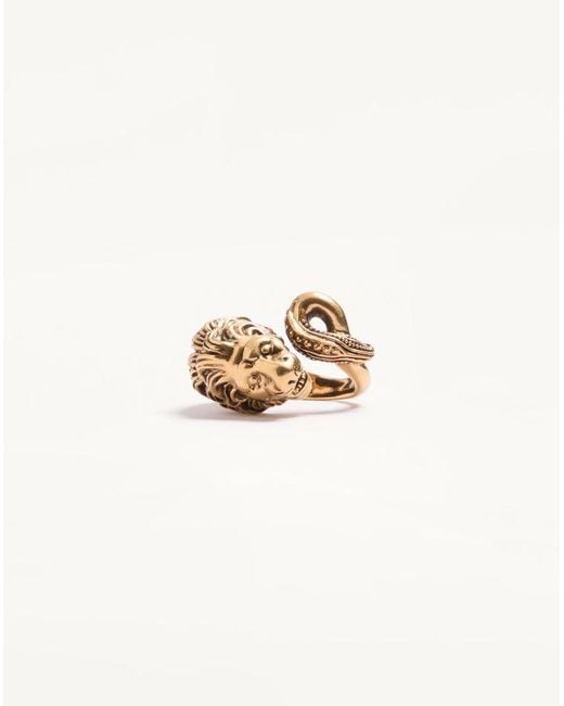 Valentino Garavani White Zoomorphe Metal Ring for men