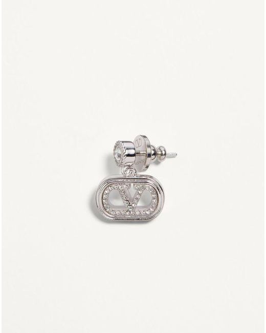 Valentino Garavani オヴァレット メタル X スワロフスキー®クリスタル ピアス 女性 Rhodium Natural