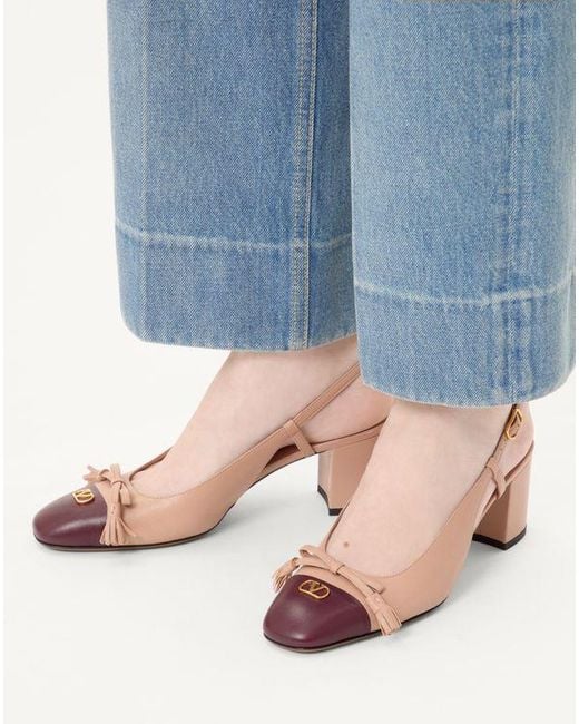Valentino Garavani ヴァレ ドゥ ロワ キッドスキン スリングバックパンプス 60mm 女性 ベビーピンク/ガーネット Pink