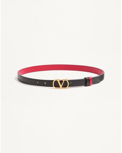 Valentino Garavani Red Vlogo Signature Reversible Shiny Calfskin Belt