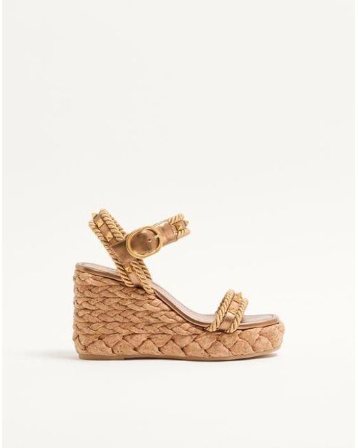Valentino Garavani White Rockstud Wedge Sandal