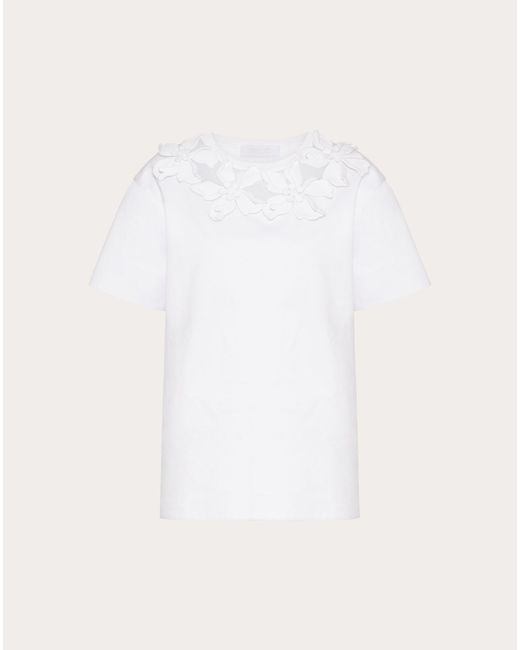 Valentino Natural Embroidered Cotton Jersey T-shirt