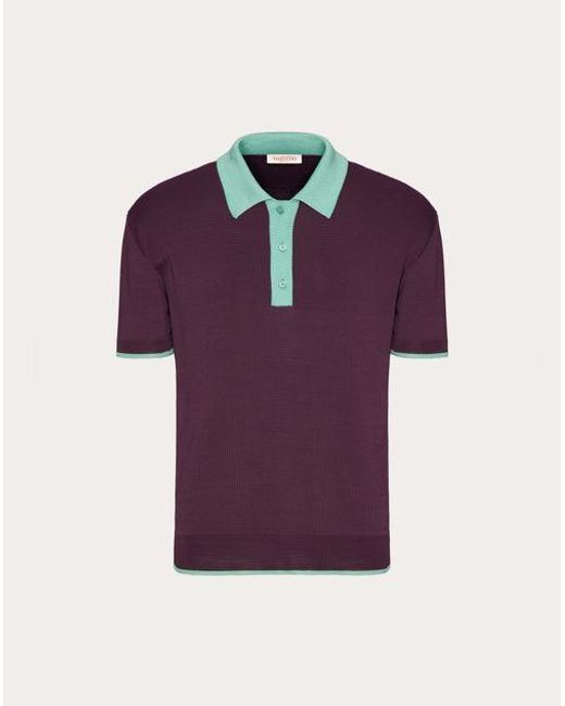 Valentino Purple Viscose Polo Shirt for men
