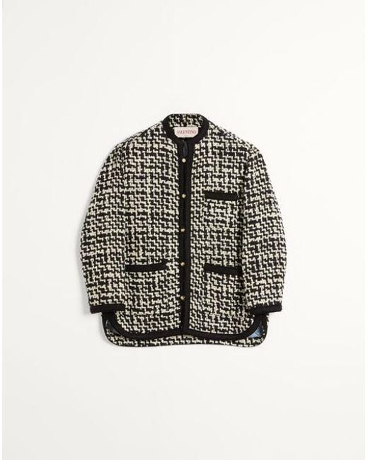 メンズ Valentino ウール ツイード シャツジャケット おとこ アイボリー/ブラック Gray