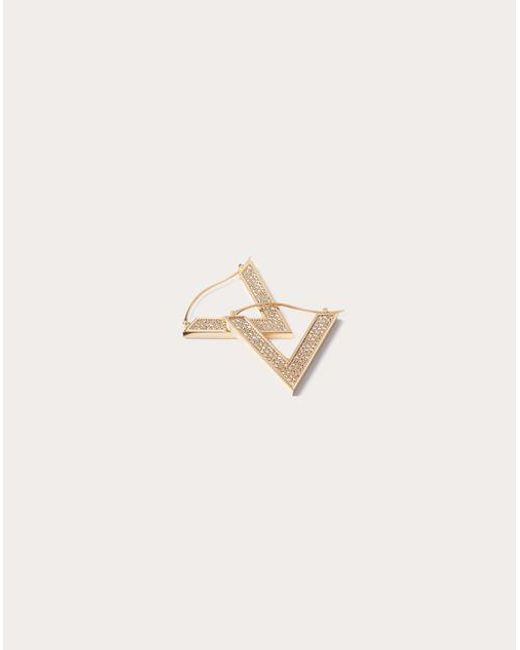 Valentino Garavani Natural V Detail Metal And Swarovski® Crystal Earrings
