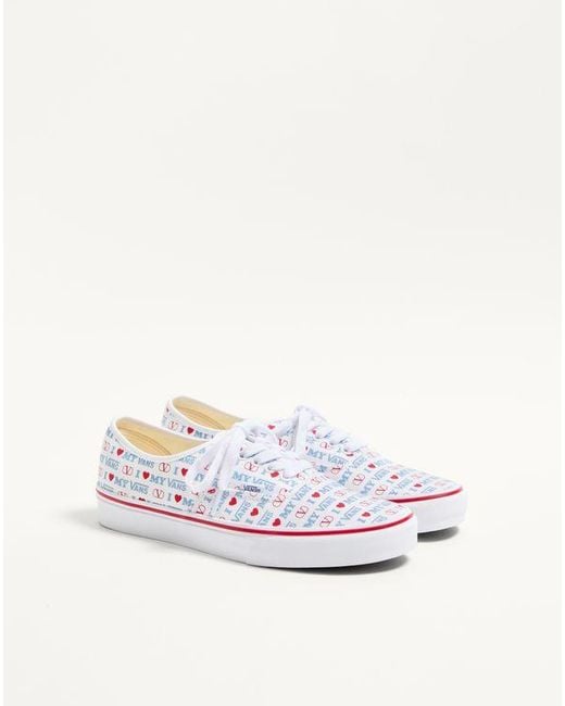 メンズ Valentino Garavani ヴァレンティノ ガラヴァーニ X Vans コラボレーション Valentino Vans Loveプリントファブリック ロートップ スニーカー おとこ ホワイト White