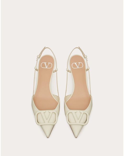 【VALENTINO】Slingback Pump アイボリー Vlogo Signature Slingback Pump In Calfskin Leather 80mm for