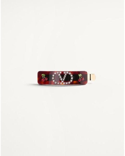 Valentino Garavani White Vlogo Signature Haarspange Aus Kunststoff, Metall Und Swarovski-Kristallen Frau