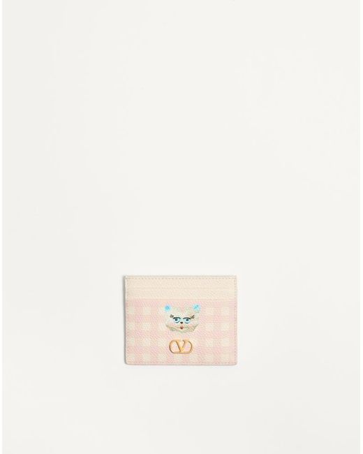 Valentino Garavani Natural Vlogo Signature Le Chat De La Maison Cardholder