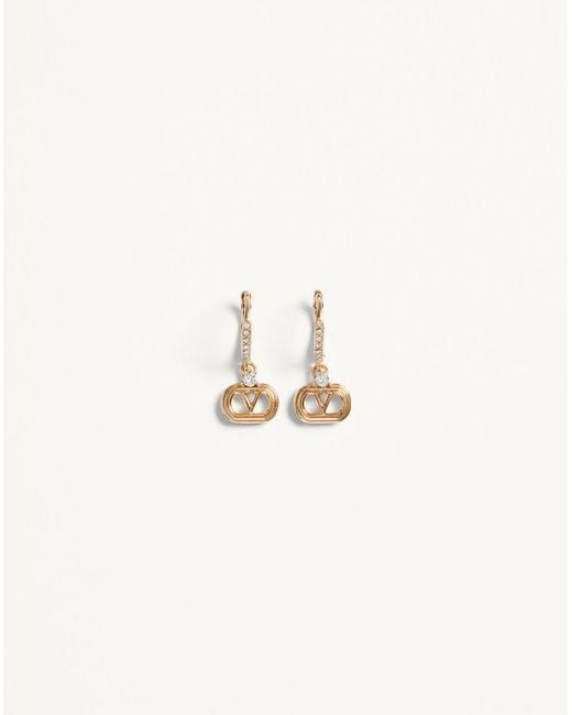 Valentino Garavani Natural Ovalette Metal And Swarovski Crystal Earrings