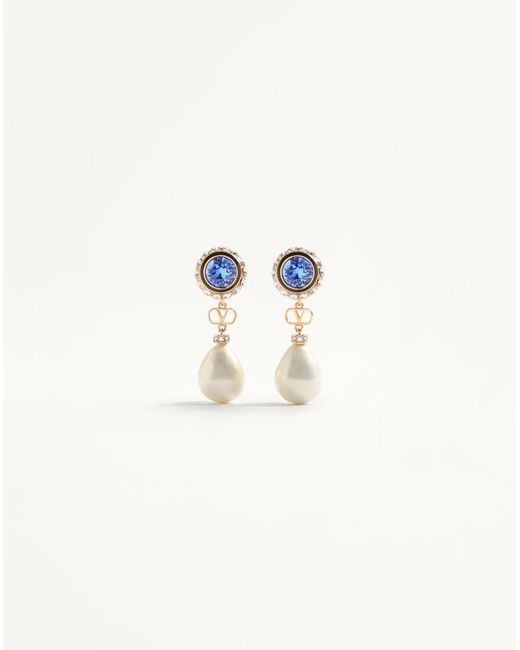Valentino Garavani White Vlogo Signature Earrings