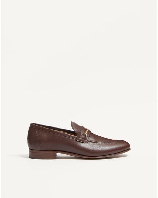 Valentino Garavani Brown Vlogo Signature Kidskin Loafer 39 for men