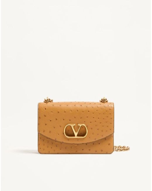 Valentino Garavani Natural Vain Ostrich Shoulder Bag