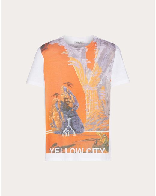 Valentino Orange Roger Dean Print T-shirt for men