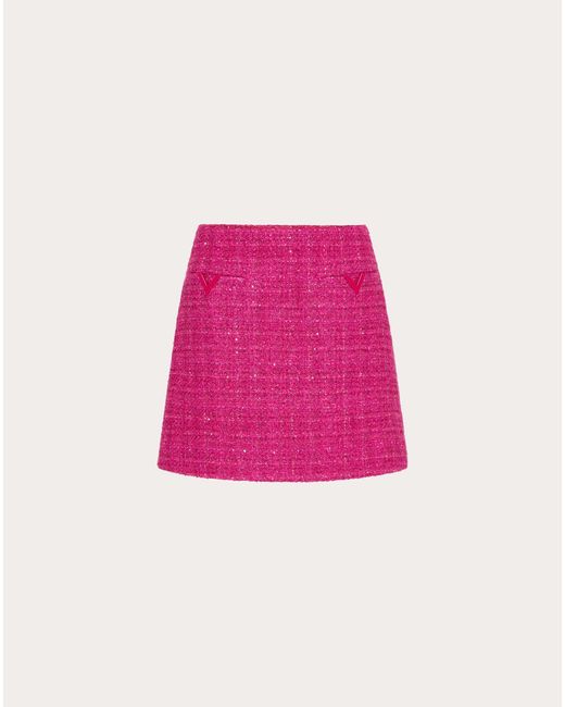 Valentino Pink Glaze Tweed Light Miniskirt