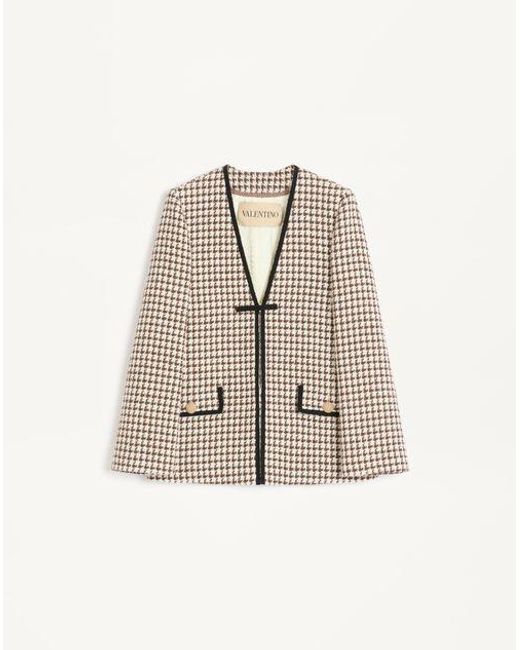 Valentino ハウンドトゥース ライトツイード ジャケット 女性 ラテ/テスタディモロ White
