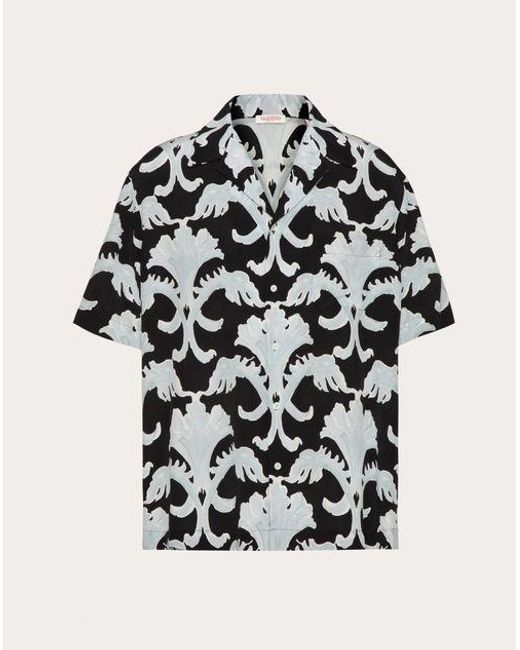 Valentino White Silk Bowling Shirt With Metamorphos Wall Print for men