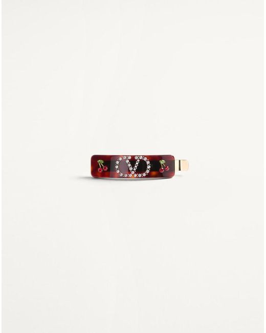 Valentino Garavani White Vlogo Signature Hair Clip