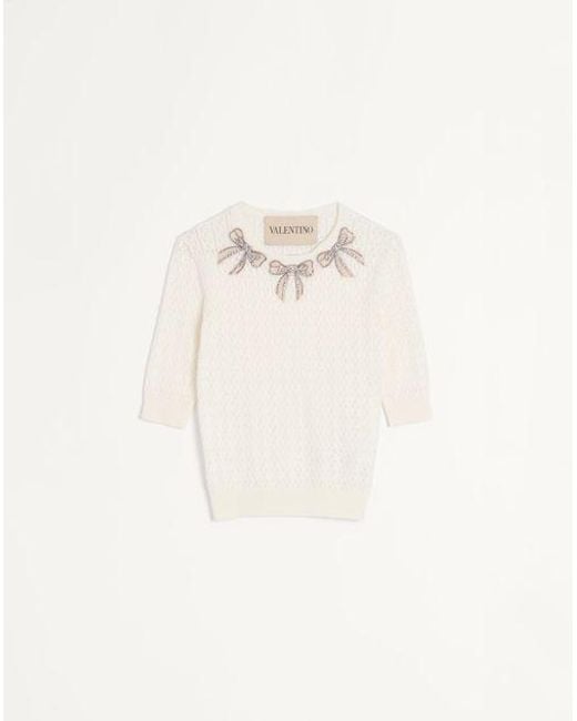 Top Brodé En Coton Femme Valentino en coloris Natural