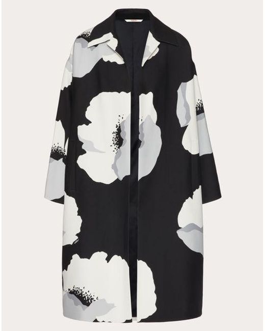 Valentino Black Crepe Couture Caban With Flower Portrait Print for men