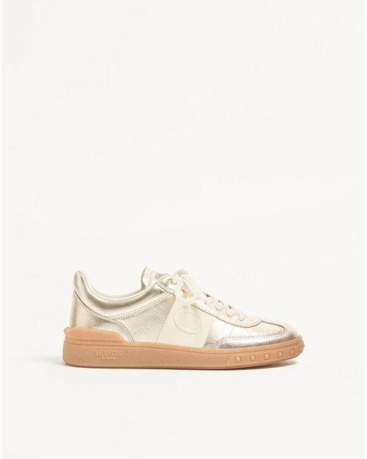 Valentino Garavani White Upvillage Trainer In Laminated Calfskin With Nappa Calfskin Leather Band