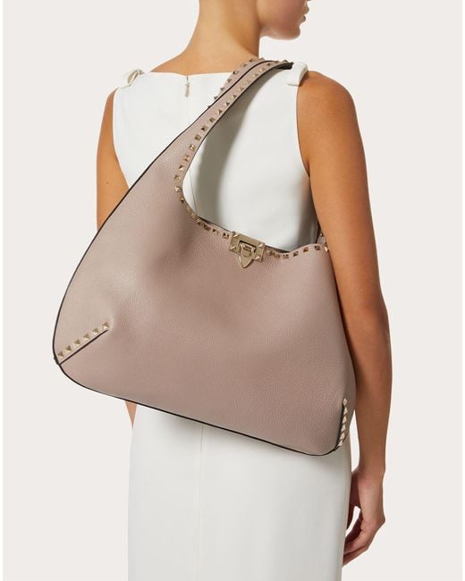 Valentino Garavani Rockstud Grainy Calfskin Hobo Bag Lyst UK
