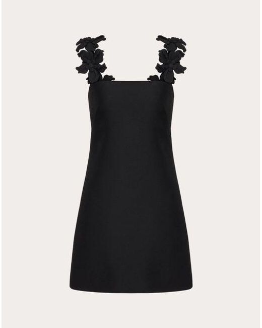 Valentino Black Embroidered Crepe Couture Short Dress